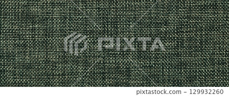 Dark green woven textile macro texture background. Knitted olive fabric pattern for material design and backdrop 129932260