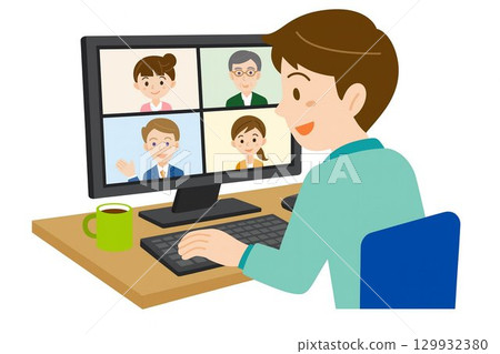 Remote meeting illustration 129932380