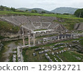 Ancient amphitheater and columns of Pergamon ruins in Bergama Turkey 129932721