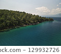 pine headland and emerald shallows along gokova bay coastline, mugla, Turkey 129932726
