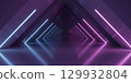 Futuristic Neon Corridor with Triangular Architecture 129932804