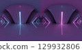 Futuristic Neon Corridor with Glowing Lights 360 vr panorama 129932806