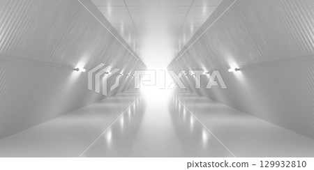 Futuristic Minimalistic Tunnel with Bright Light 129932810