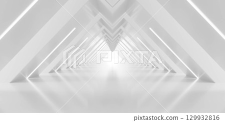 Futuristic Minimalist Interior with Geometric Design 129932816