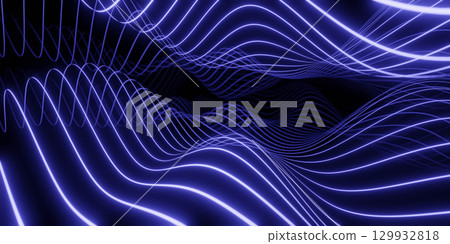 Abstract Blue and Purple Light Waves Background 129932818