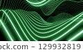 Abstract Green Wave Patterns on Dark Background 129932819