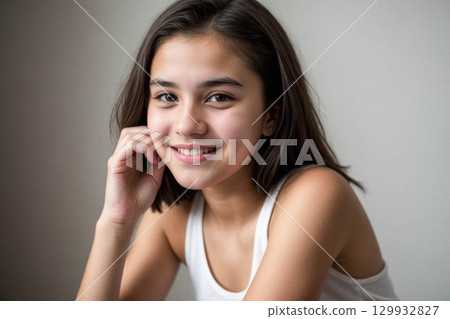 Cheerful Young Girl Portrait 129932827