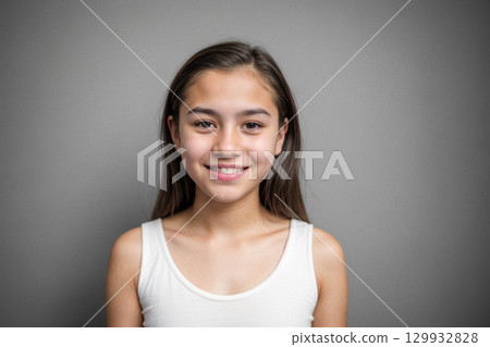 Smiling Young Girl Portrait 129932828
