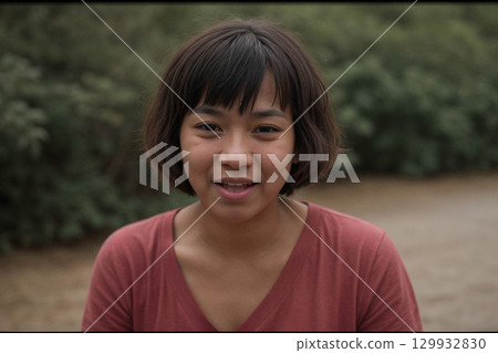 Smiling Young Woman in Nature Smiling Young Woman in Nature 129932830