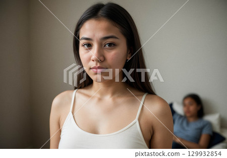 Young Woman in Intimate Portrait 129932854