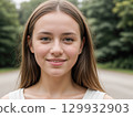 Smiling Young Woman in Nature 129932903