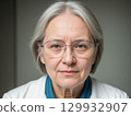 Mature Woman in Lab Coat Portrait 129932907