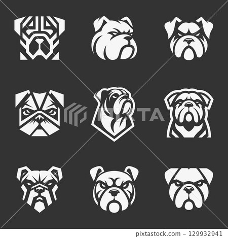 Minimalist Bulldog Mark Logo Design Minimalist Bulldog Mark Logo Design 129932941