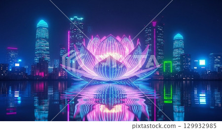 濱海灣金沙倒映在水中 129932985