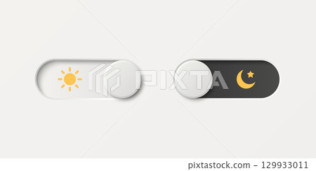 Vector 3d Day and Night Mode Toggle Switch Icon. Light and Dark Mode Switch Button. Modern Toggle Switch for Day and Night Theme in Mobile App, Website Interface Design 129933011