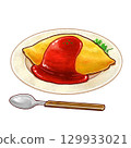 Hand-drawn illustration of omurice Hand-drawn illustration of omurice 129933021