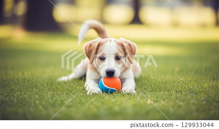 使用與狗奔跑的小獵犬狗 129933044