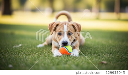 比格犬玩球 129933045