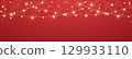 Christmas red background with glowing lights. Festive gold confetti. Bright garland for holiday card, banner or invitation. New Year design template. Golden glowing lamps. Vector Illustration 129933110