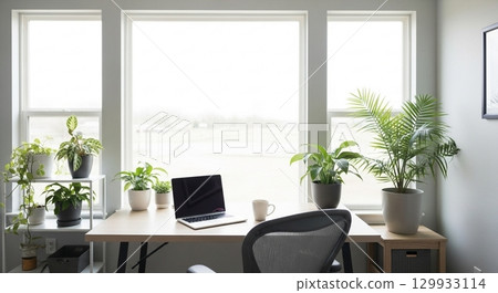Office with houseplants 129933114