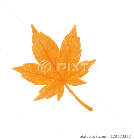 橙色楓葉水彩插圖（剪切） 129933232