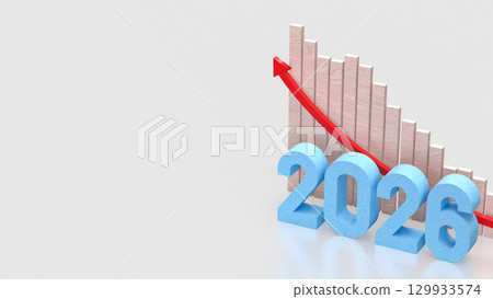 The 2026 for New year or Business Plan concept 3d Rendering. 129933574