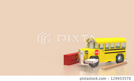 The School bus for education or Back to school concept 3d Rendering. 129933578