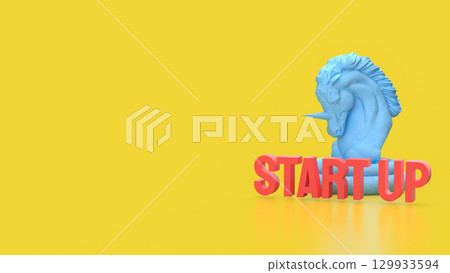 The Unicorn and Start up for Business concept 3d Rendering. 129933594
