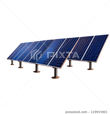 Solar Panels Array on Display for Renewable Energy and Sustainable Development 129933901