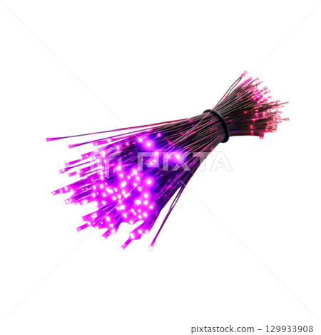 Colorful Fiber Optic Light Strands Glowing in a Dark Space for Modern Decoration Colorful Fiber Optic Light Strands Glowing in a Dark Space for Modern Decoration 129933908