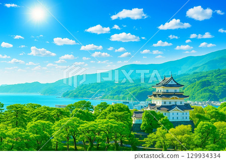 從Minaka Odawara屋頂看小田原城 從Minaka Odawara屋頂看小田原城 129934334