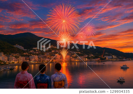 熱海港和煙火 129934335