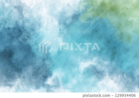 Soft Blue and Green Watercolor Wash Background for Text Overlay 129934406