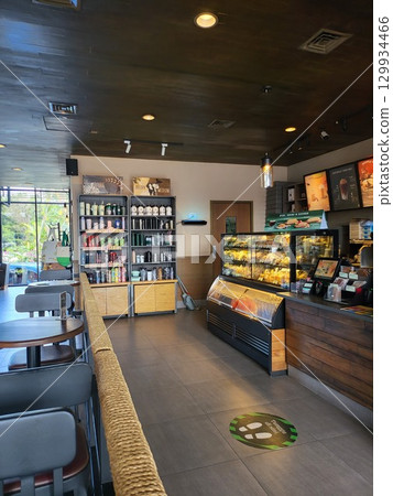 this is food and drink display at cafe 129934466