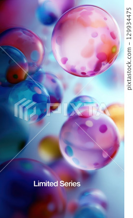 Vertical Banner with 3D Spheres and Limited Series Label 129934475