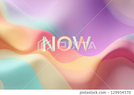 Soft Pastel Abstract Gradient with Playful NOW Lettering and Smooth Layers 129934570
