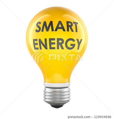 Smart Energy concept with light bulb. 3D rendering 129934686