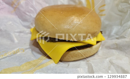 This is a double cheeseburger. This is a double cheeseburger. 129934887