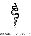 Tattoo snake. Traditional black dot style ink. Isolated illustration. Traditional Tattoo Old School Tattooing Style Ink. silhouette illustration. 129935157