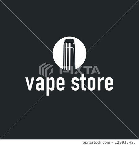 Vapor logo with a simple minimalist concept for vape store design, illustration of an electric cigarette smoke template for poster or product or shop banner Vapor logo with a simple minimalist concept for vape store design, illustration of an electric cigarette smoke template for poster or product or shop banner 129935453
