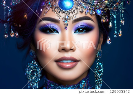 獨特的特殊髮型和妝容:AI 生成的美麗女性形象(橫向照片) 獨特的特殊髮型和妝容:AI 生成的美麗女性形象(橫向照片) 129935542