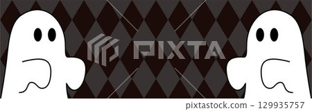 Banner frame Halloween Autumn October ghost cute decoration wallpaper background illustration Banner frame Halloween Autumn October ghost cute decoration wallpaper background illustration 129935757