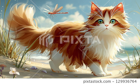 Cat - Healing & Cute Illustration 129936764