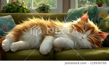 Cat - Healing & Cute Illustration 129936788