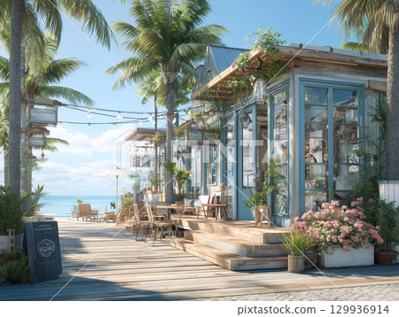 Stylish cafe exterior 129936914