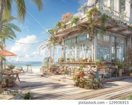 Stylish cafe exterior 129936915