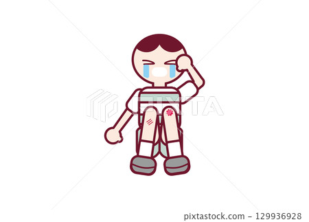 膝蓋受傷哭泣的男孩 膝蓋受傷哭泣的男孩 129936928