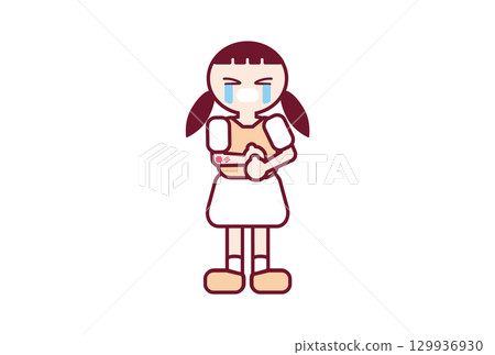 手臂受傷哭泣的女孩 129936930