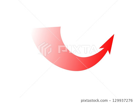 Dynamic curved war arrow with bold red gradient for strategic motion and direction Dynamic curved war arrow with bold red gradient for strategic motion and direction 129937276