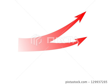 Dynamic curved arrows in red gradient for war and strategy representation 129937285